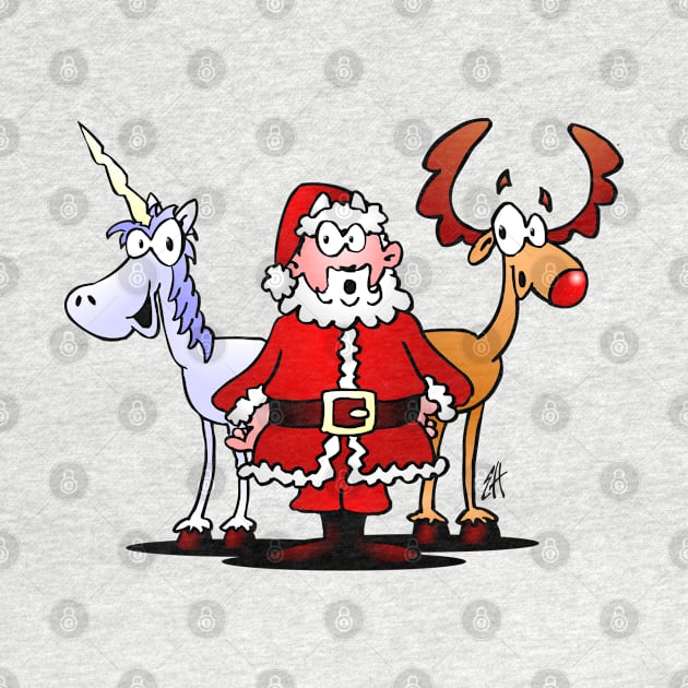 Santa, reindeer and a unicorn by Cardvibes